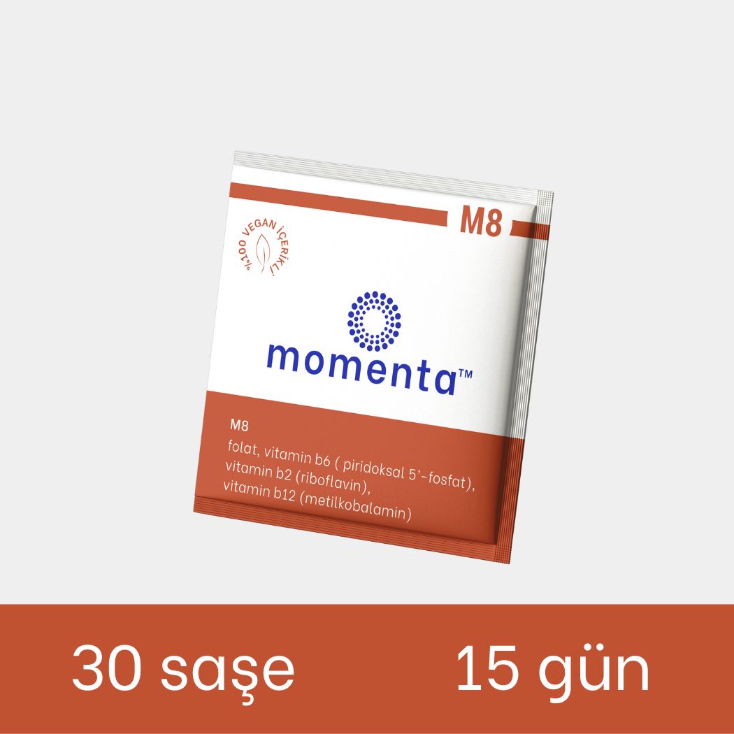 Momenta M8 | Folik Asit, B6, B2, B12 | Sinir Sistemi ve Nörotransmitter Desteği Vitamin Kompleksi-15 Gün 30 Saşe