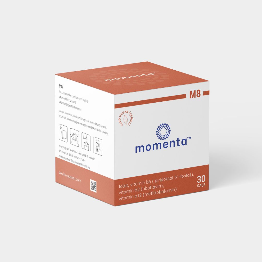 Momenta M8 | Folik Asit, B6, B2, B12 | Sinir Sistemi ve Nörotransmitter Desteği Vitamin Kompleksi-15 Gün 30 Saşe